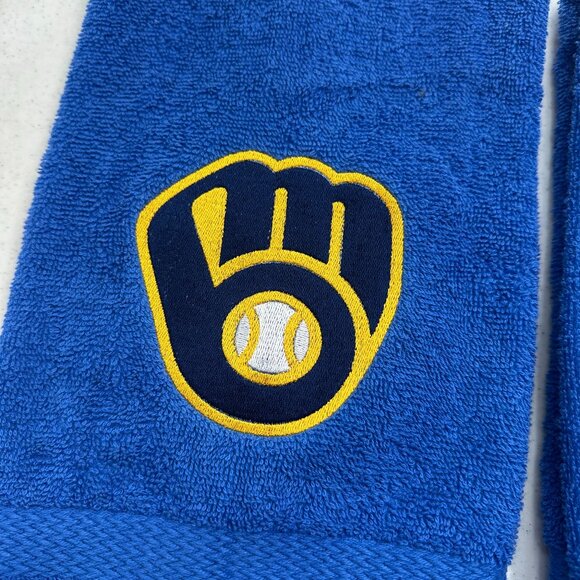 Milwaukee Brewers Towels Embroidered Hand Towel Set Bathroom Sports Baseball - Picture 3 of 4